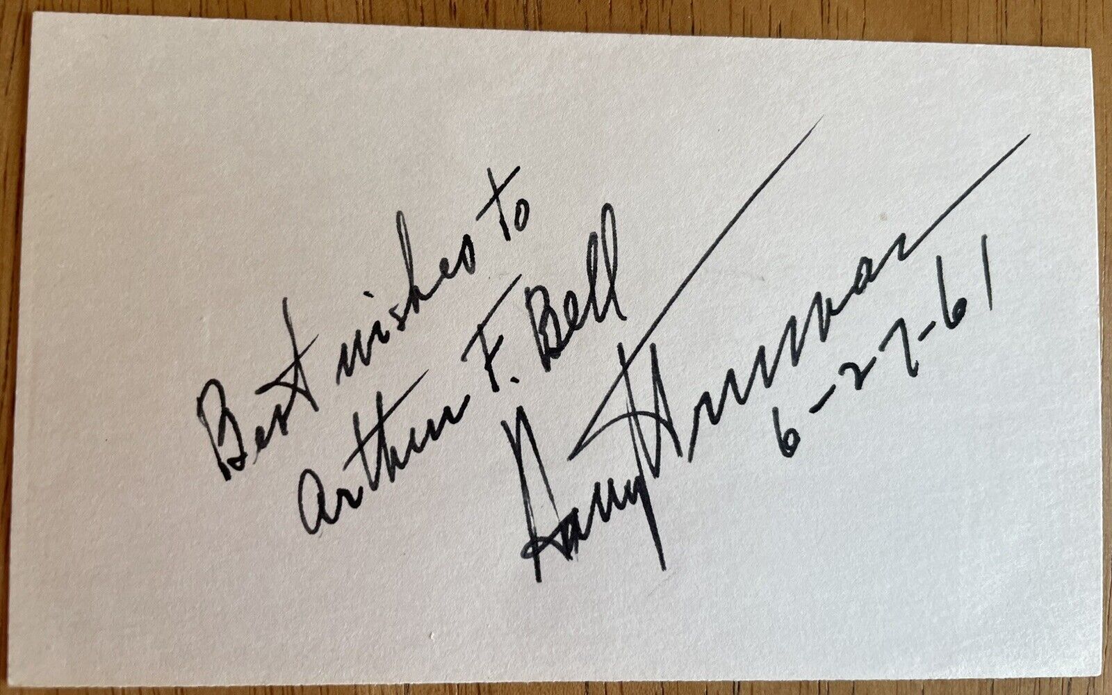 President Harry S. Truman Autographed Card