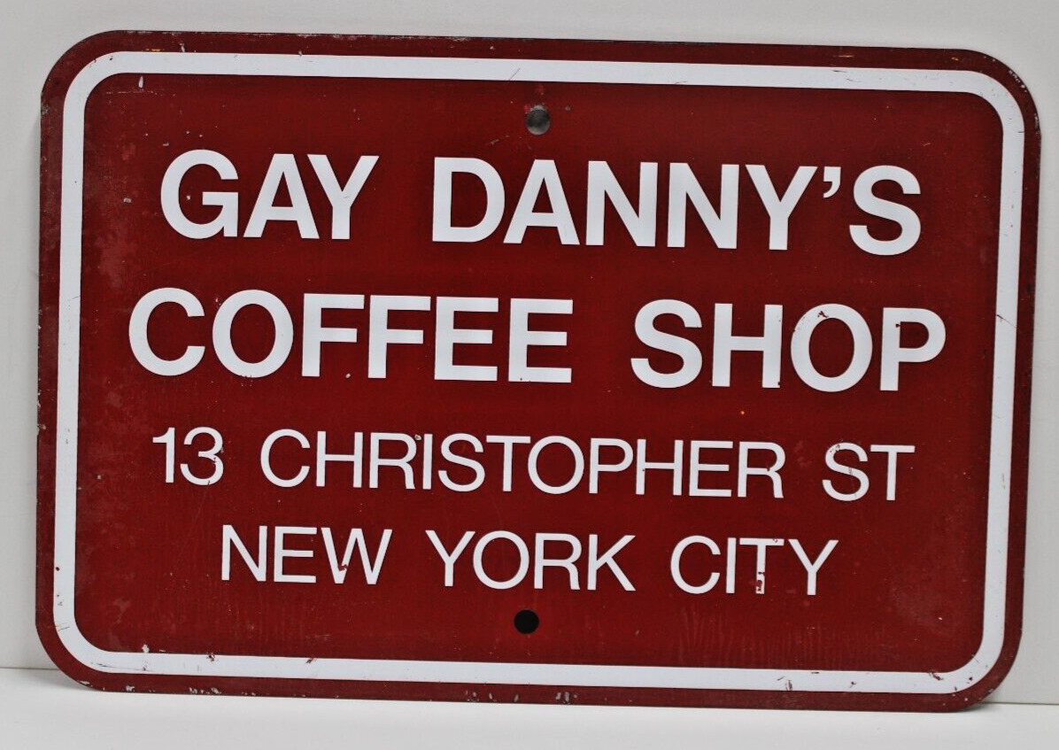 Gay Danny\'s Coffee Shop 13 Christopher St New York City Edge Curved Metal Sign
