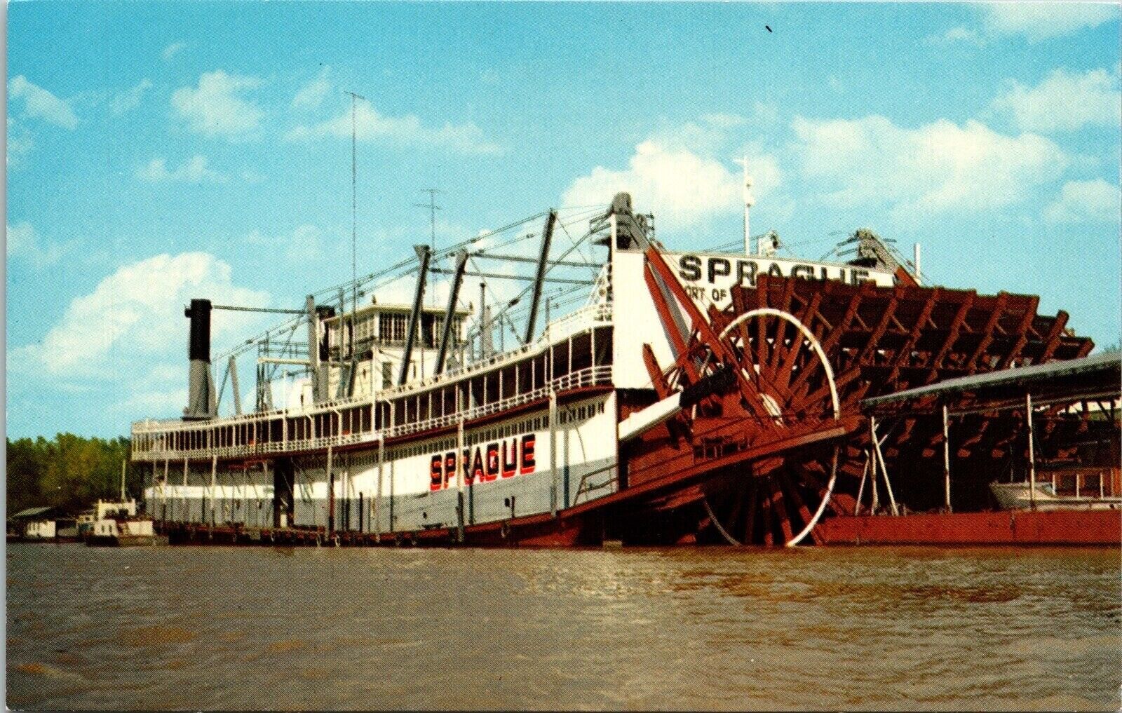 Showboat Sprague Vickburg Mississippi Steamer Ship River Chrome Postcard