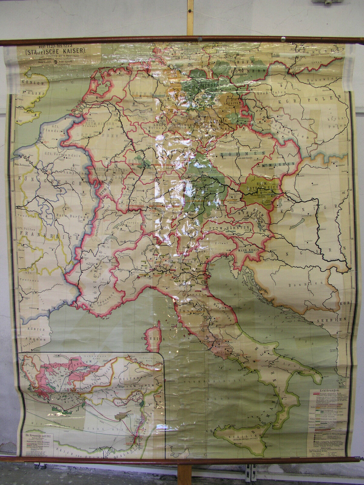 School Wall Map Germany 1125-1273 Staufer 63x76 3/8in Gaebler20J