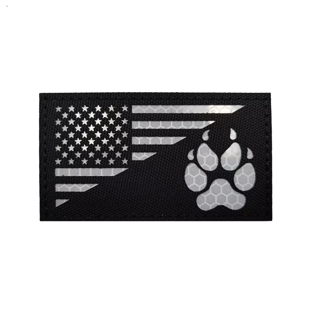 K9 Canine Paw USA FLAG Hook and Loop Morale IR Patch Army Navy USMC Air Force LE