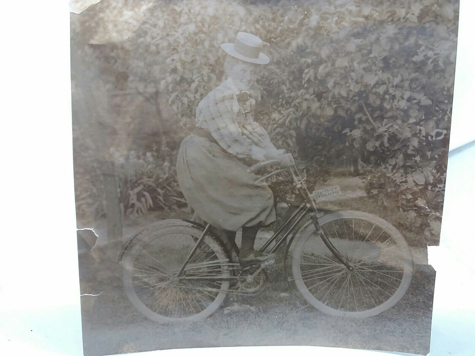 Antique German Photo Lady on a Bicycle 1898 