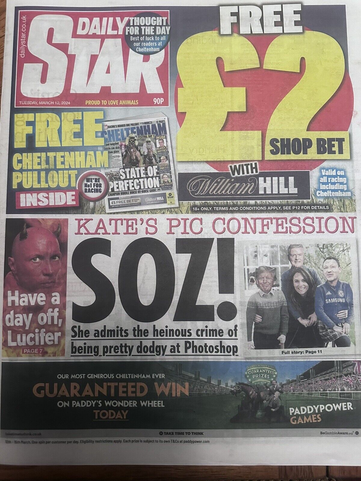 Daily Star 12th March 2024 12/3/24 Cheltenham Day 1