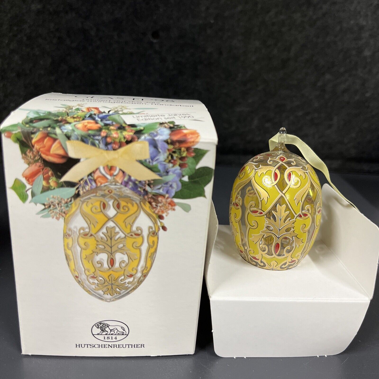 VTG Hutschenreuther Glass Crystal Egg Ornaments 1998 With Box