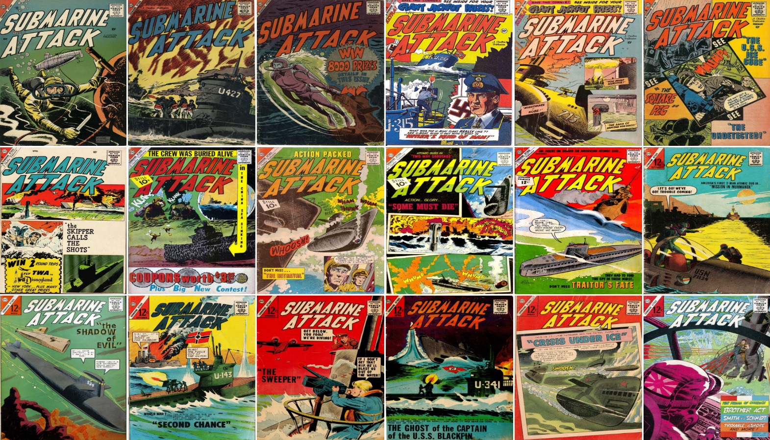 1958 - 1965 Submarine Attack Comic Book Package - 18 eBooks on CD