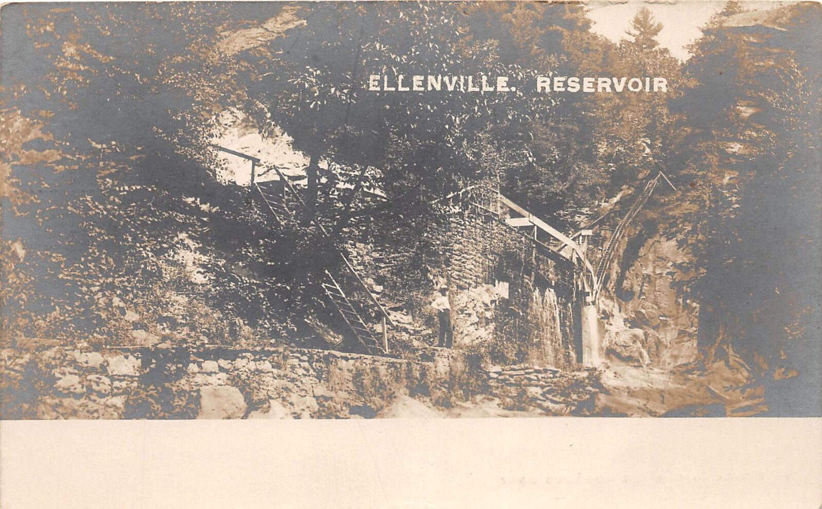 J32/ Ellenville New York RPPC Postcard c1910 Reservoir Stairs 169