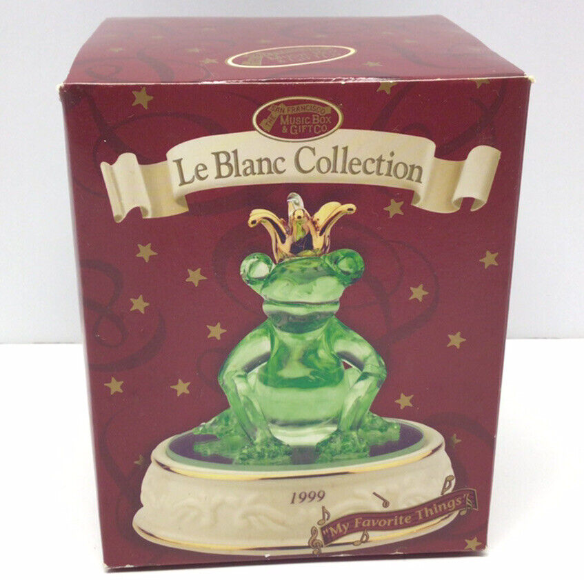 San Francisco Music Box Company Prince Frog Glass Ornament Le Blanc Collection