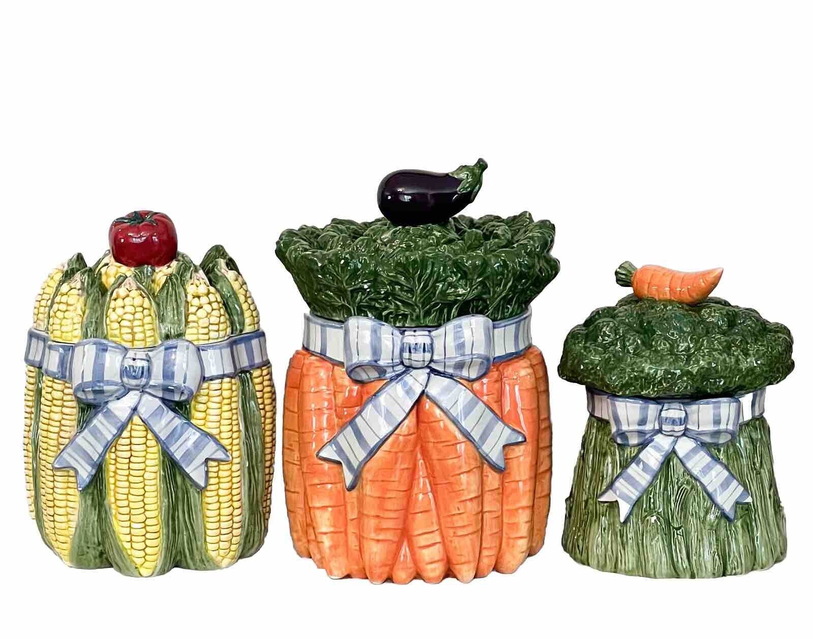 Vintage Fitz & Floyd Classics Retired Vegetable Garden Bouquet Canister Set Of 3