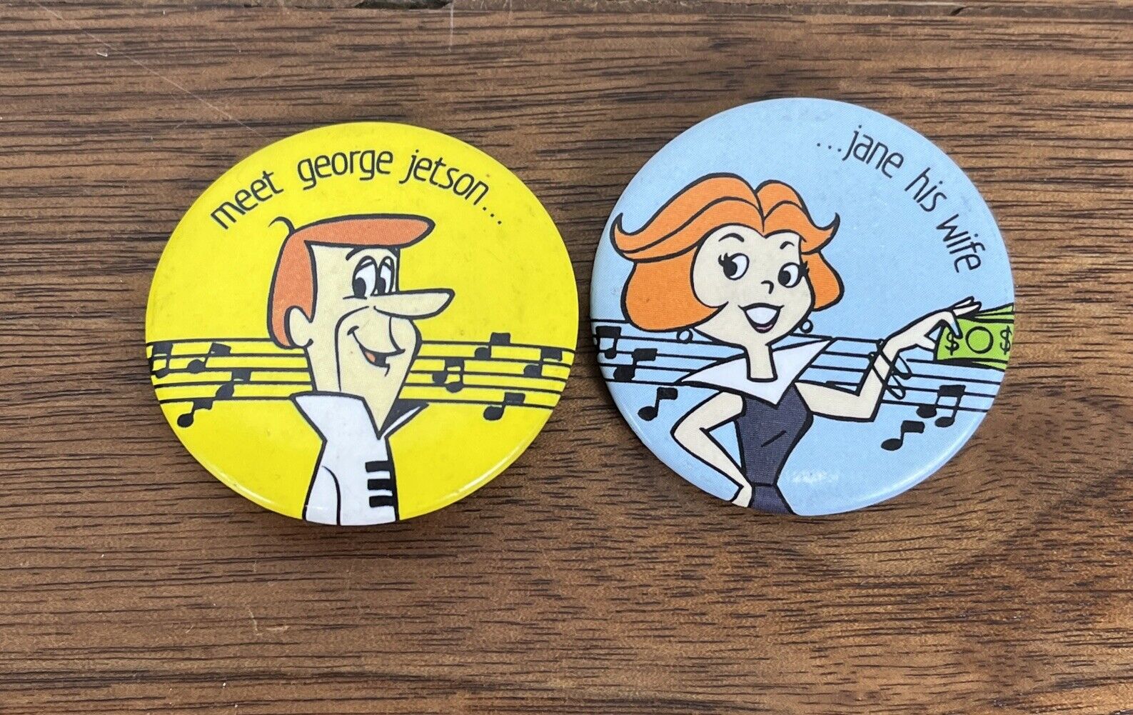 Vtg 1983 Hanna Barbera ￼The Jetsons Cartoon Button Pin Button-Up Lot Of 2