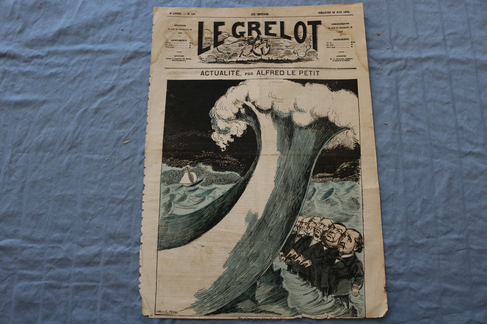 1873 JUNE 29 LE GRELOT NEWSPAPER - ACTUALITE - ALFRED LE PETIT- FRENCH - NP 8626