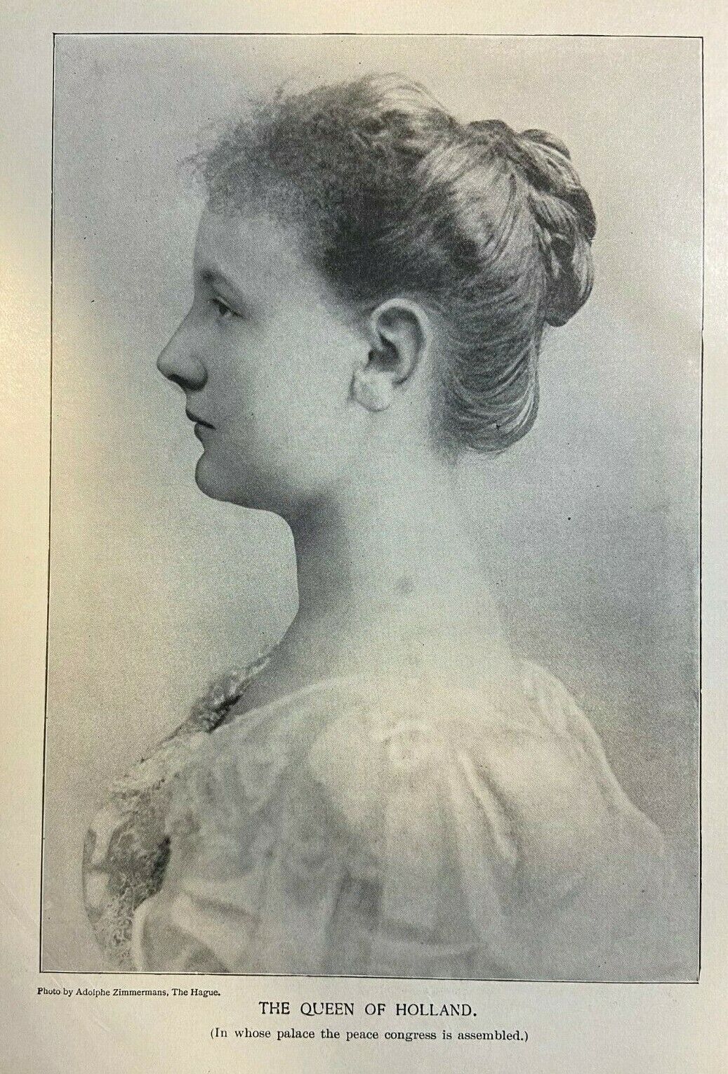 1899 Vintage Magazine Illustration Wilhelmina Queen of Holland
