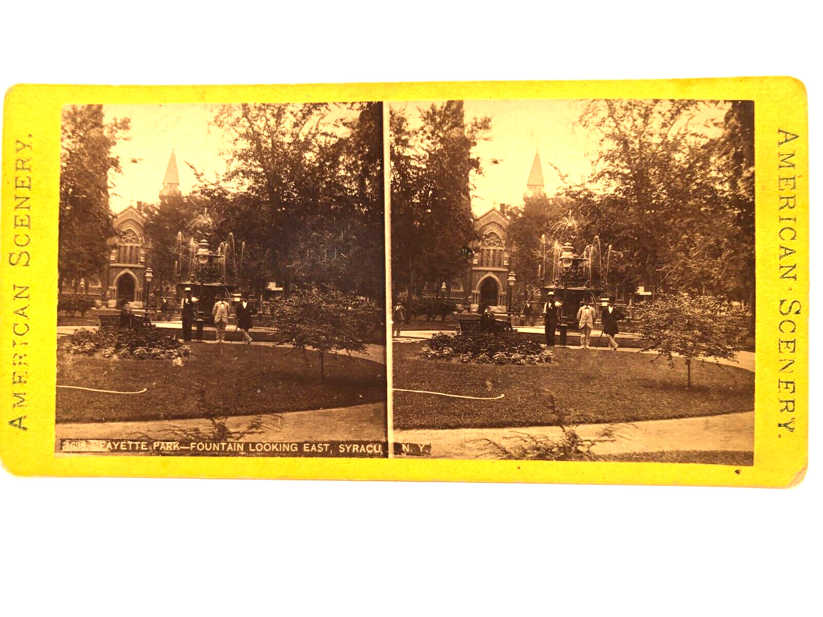 Syracuse, NY LaFayette Park Fountain Looking East Stereoview  c1900\'s, #ST141