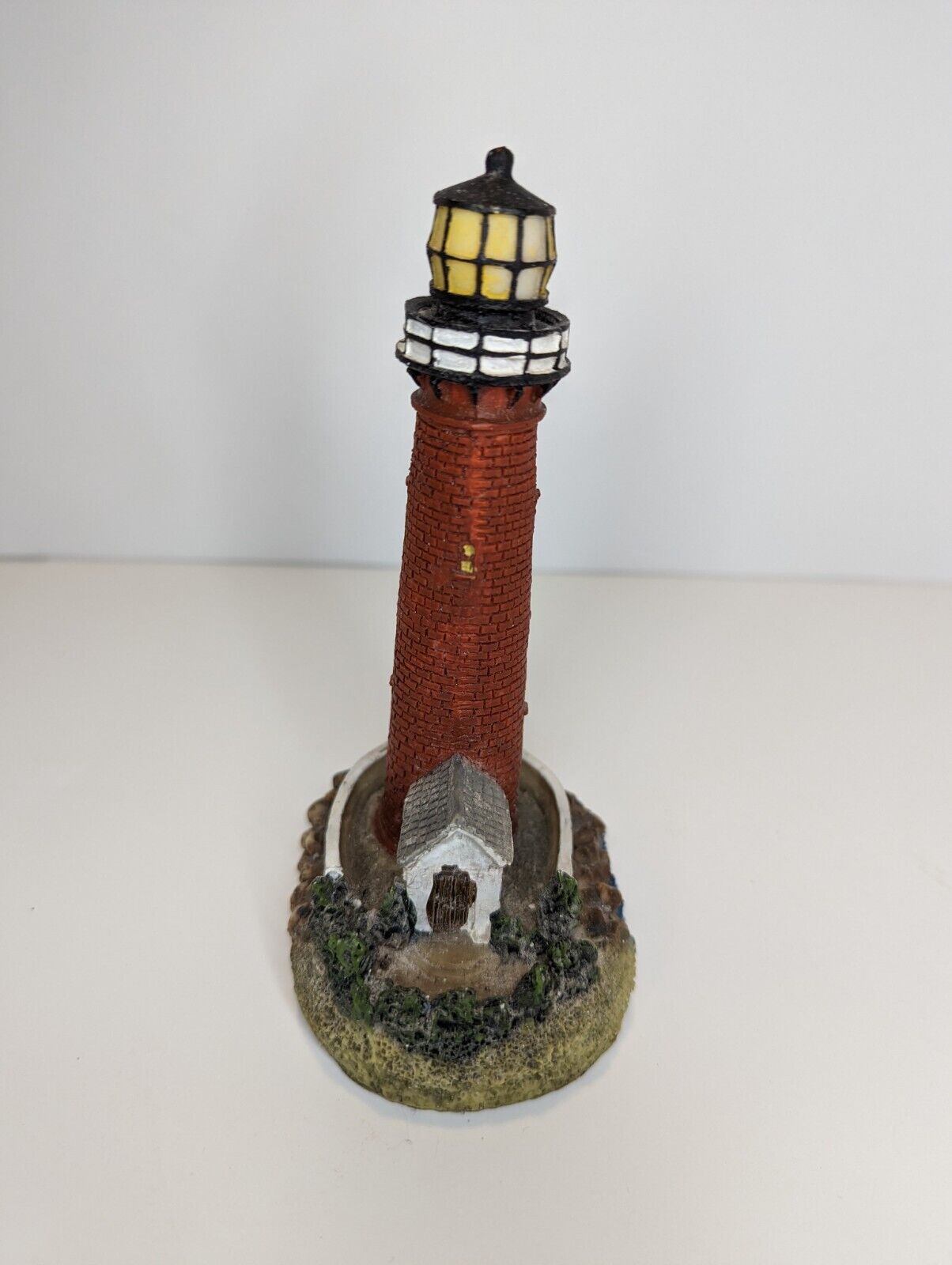 Vintage Lighthouse Figurine Decorative Red & Black w/ House