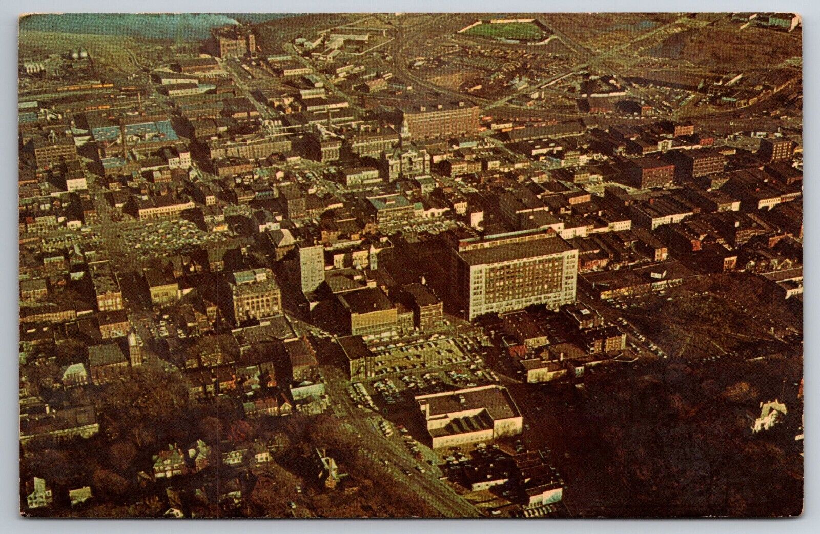 Vintage Postcard IA Dubuque Aerial View Downtown Chrome