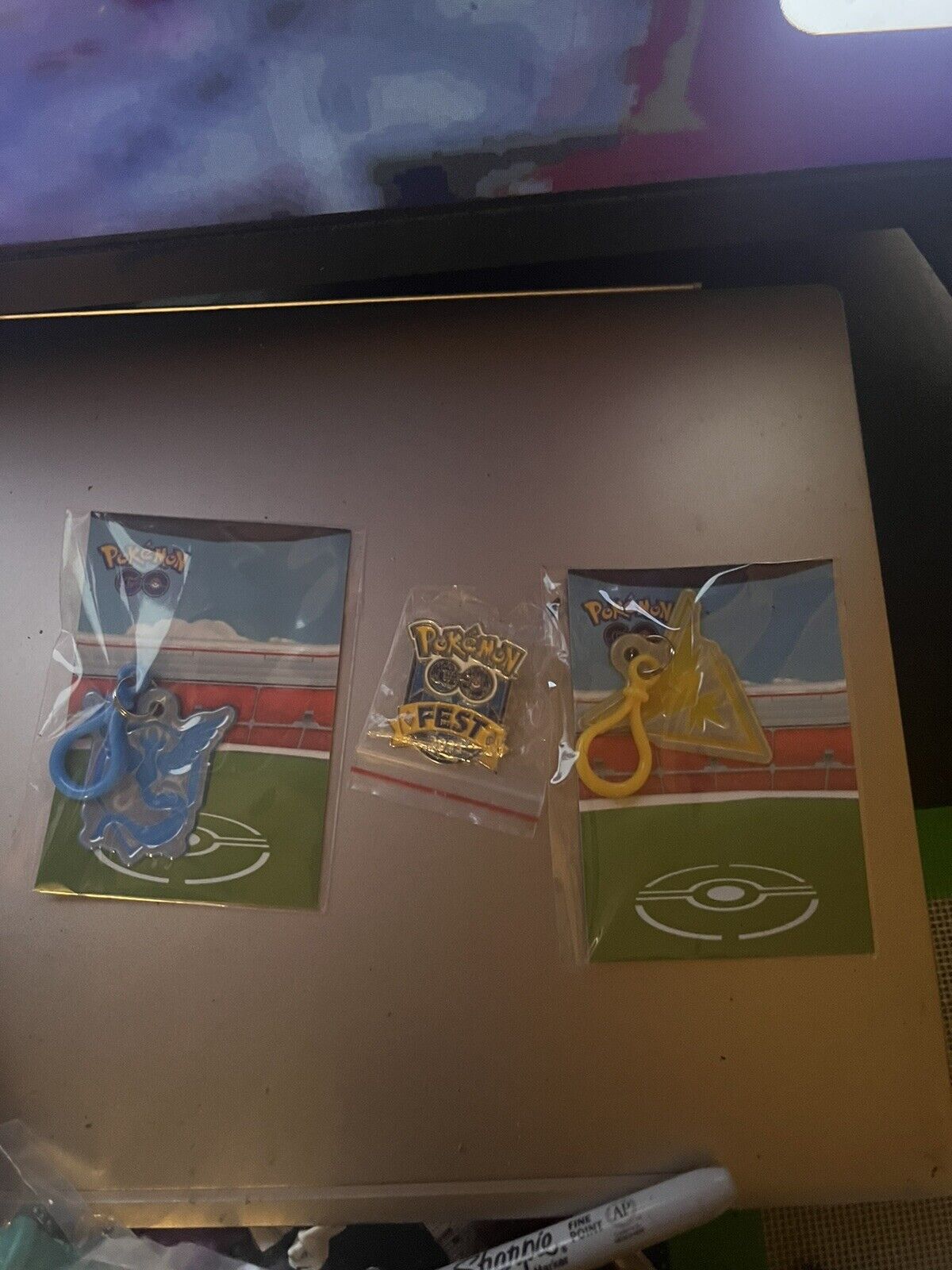 Pokemon Go Fest 2023 festival pin & Team Mystic and Team instinct Key Chain
