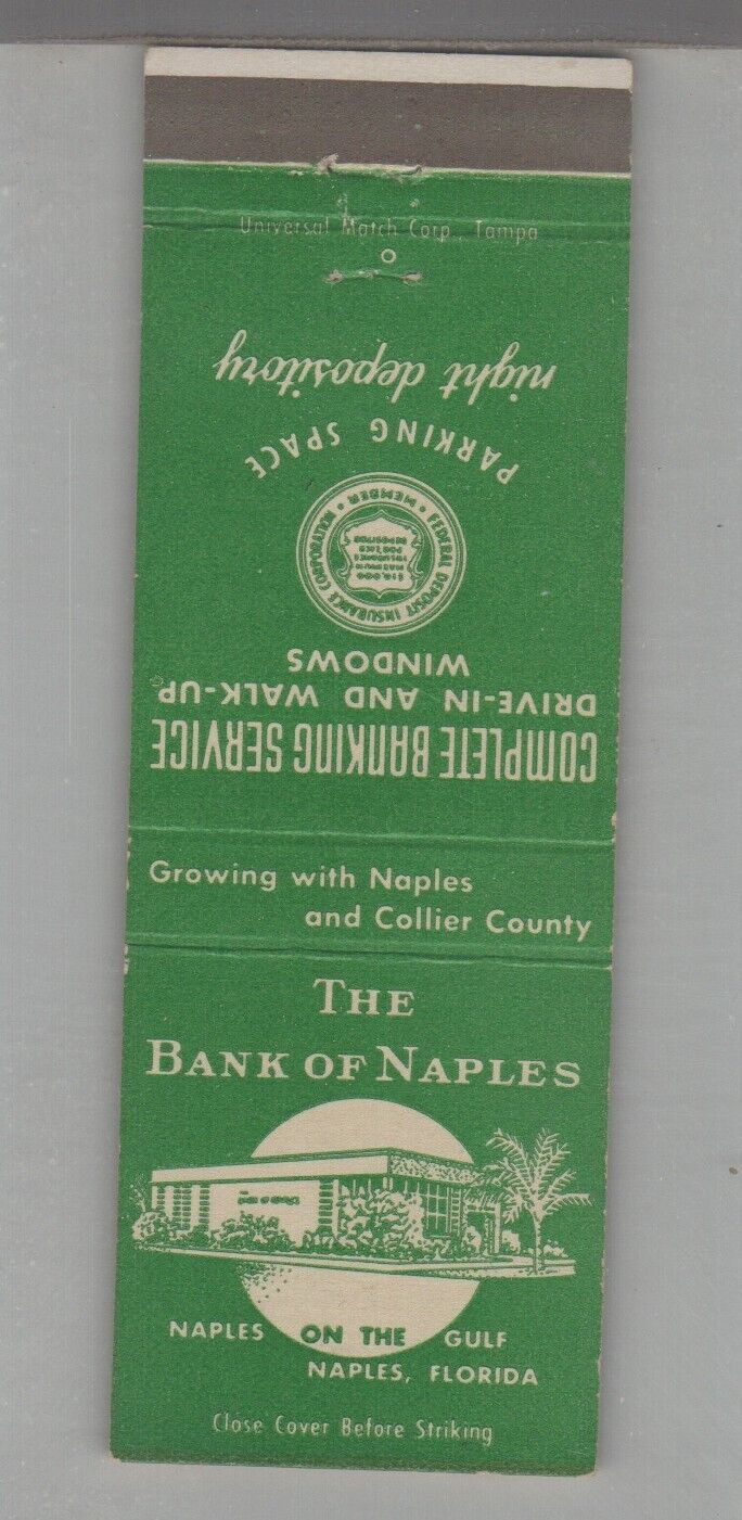 Matchbook Cover - Florida The Bank Of Naples, FL