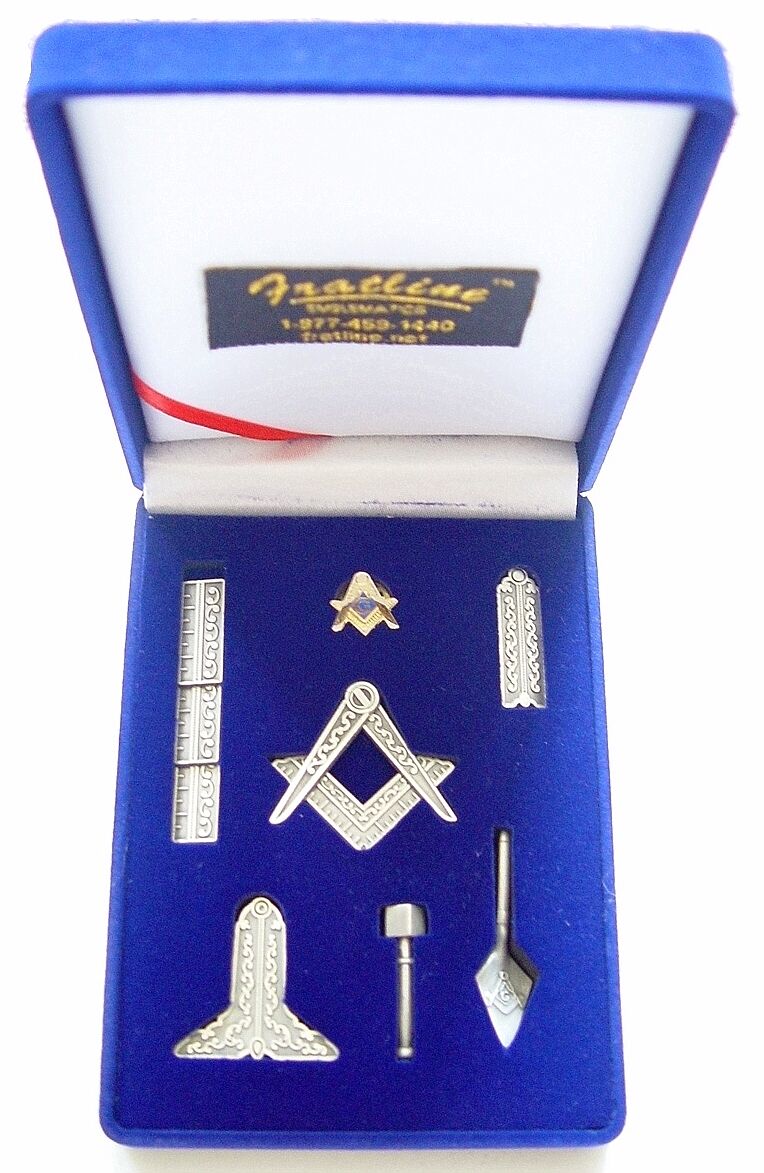 Masonic Mini Working Tool Gift Set with Lapel Pin (Antique Silver Finish)