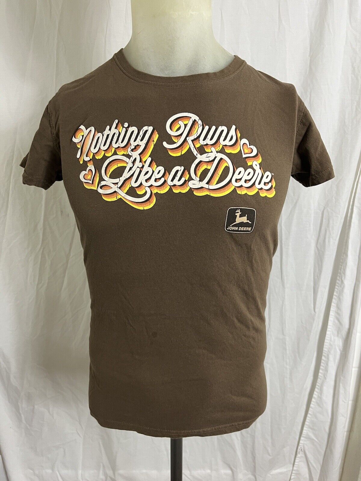 John Deere, Nothing Runs Like a Deere Brown Women\'s T-Shirt Size Med Retro-Style
