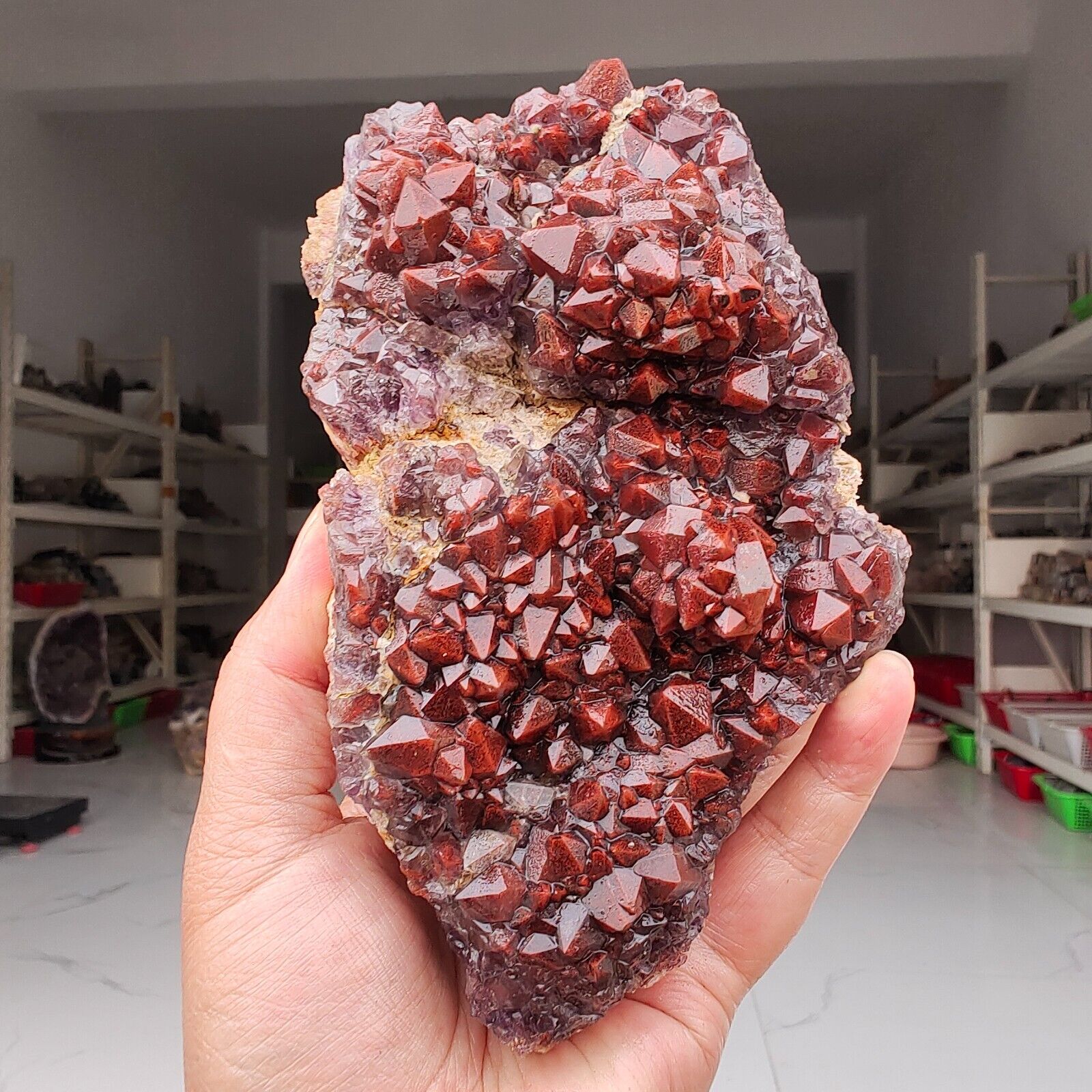 840g Genuine rare Red Cap Auralite 23 raw cluster Quartz Mineral Specimen Y932