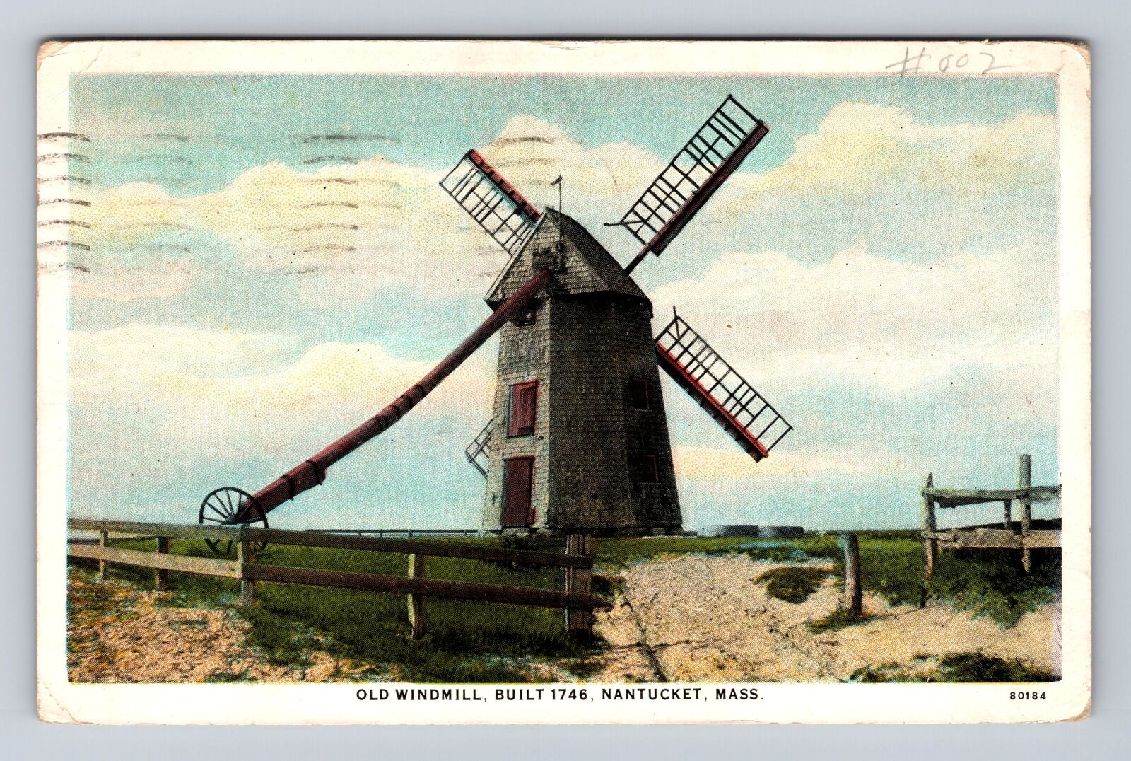 Nantucket MA-Massachusetts, Old Windmill, Antique Vintage Souvenir Postcard