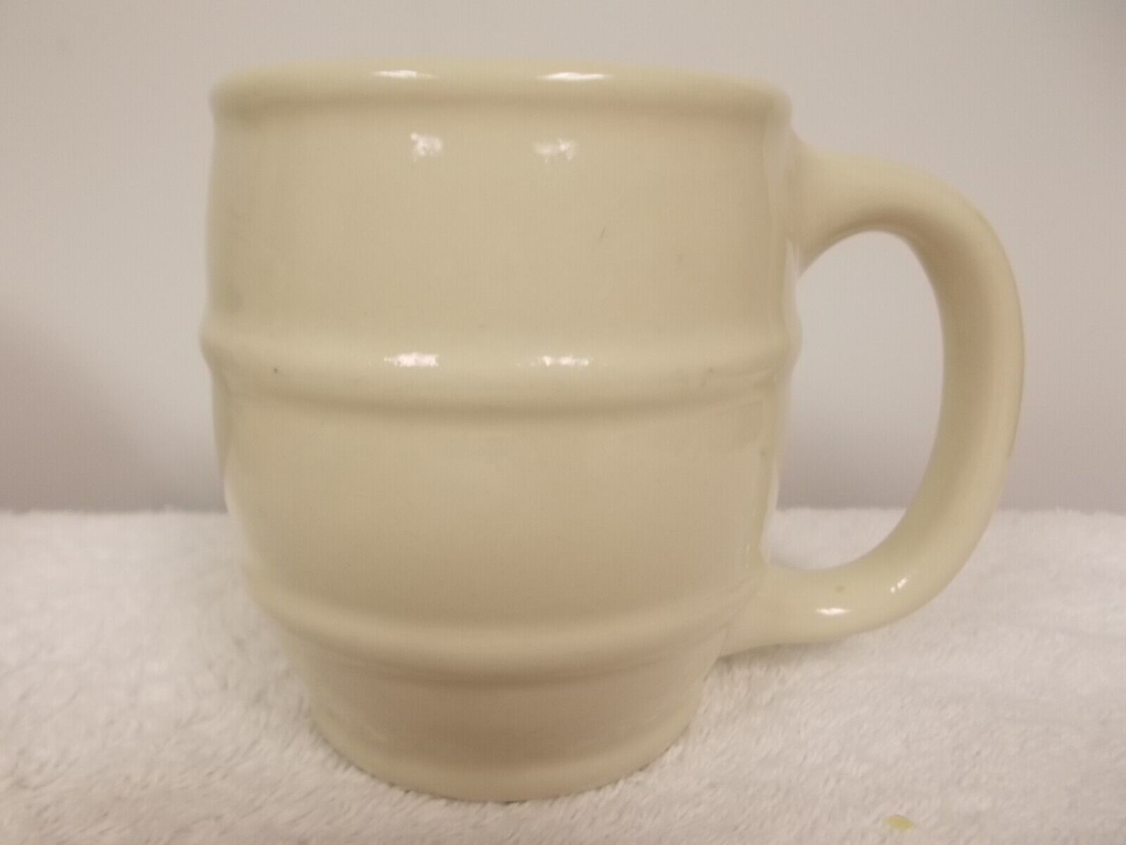 Vintage BTC Pottery Barrel Shaped Ivory Coffee Tea Cup Mug Restaurant Ware
