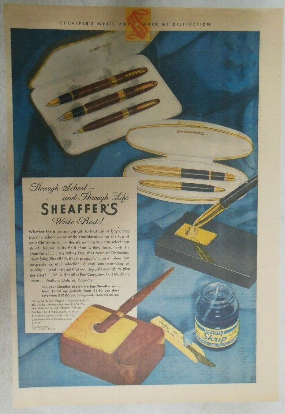 Sheaffer\'s  Pen Ad:  Sheaffer\'s \
