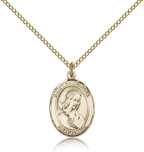 Saint Philomena Medal For Women - Gold Filled Necklace On 18 Chain - 30 Day ...