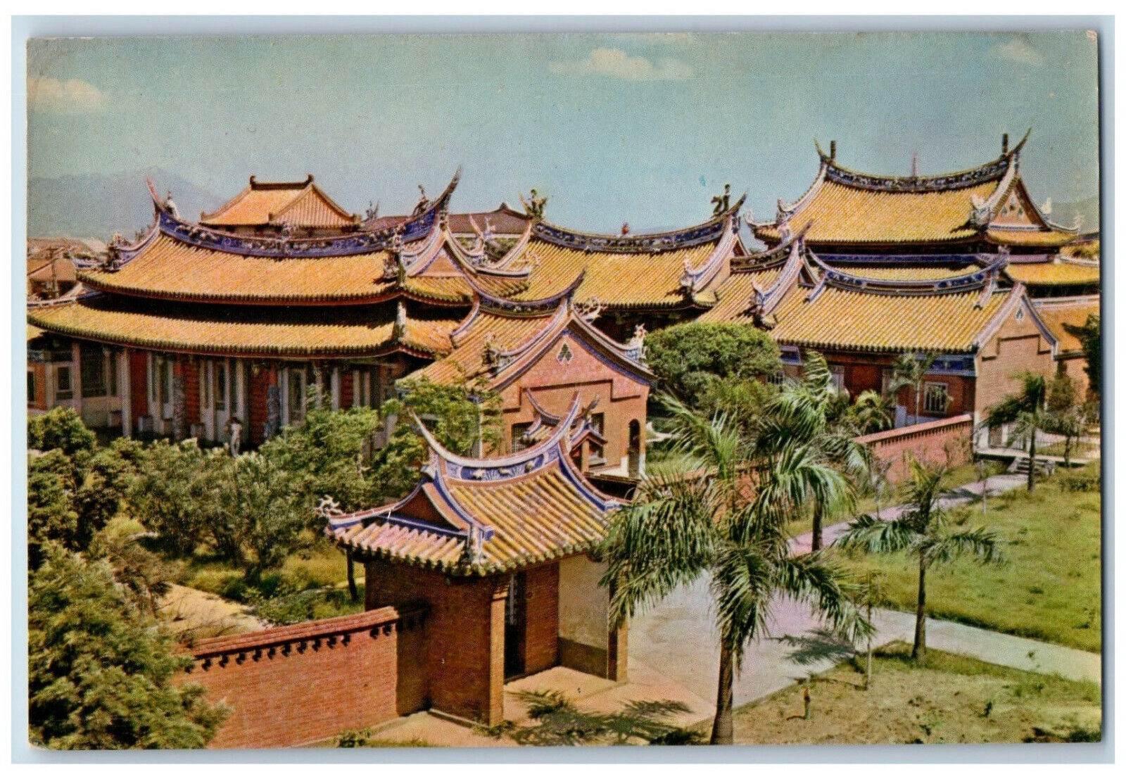 Taipei Taiwan Postcard Taipei Confucius Temple c1950's Vintage Unposted