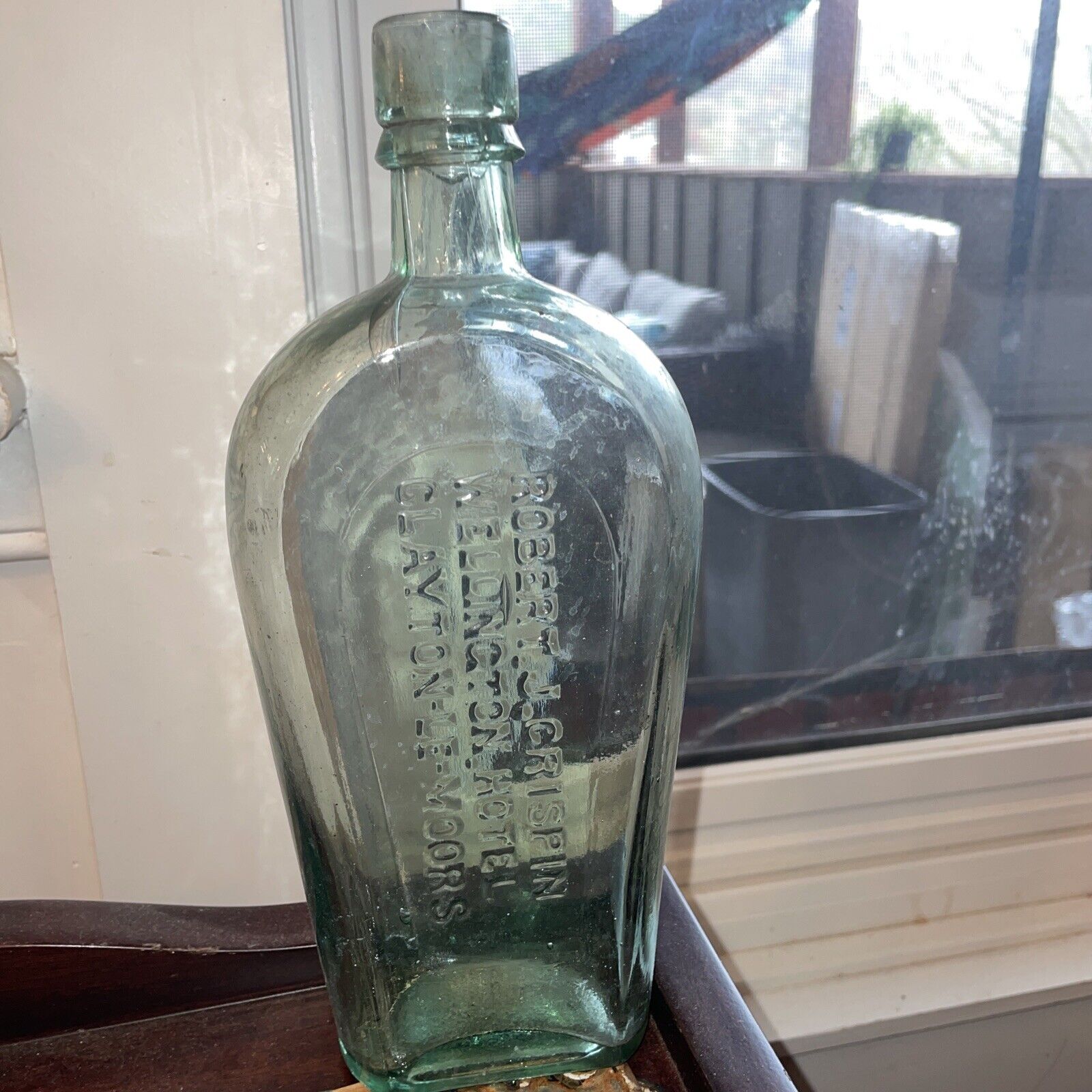 antique Robert Crispin Wellington Hotel Liquor Bottle 