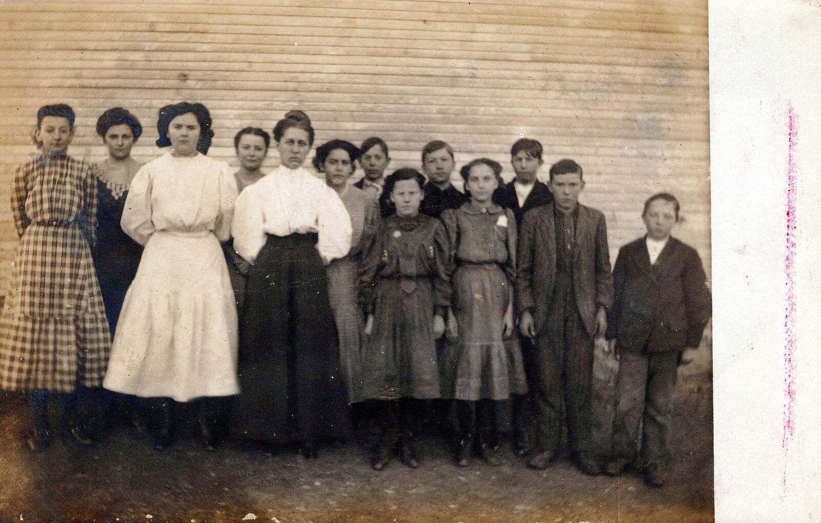 Group Of Children And Adults Outside Real Photo Postcard rppc