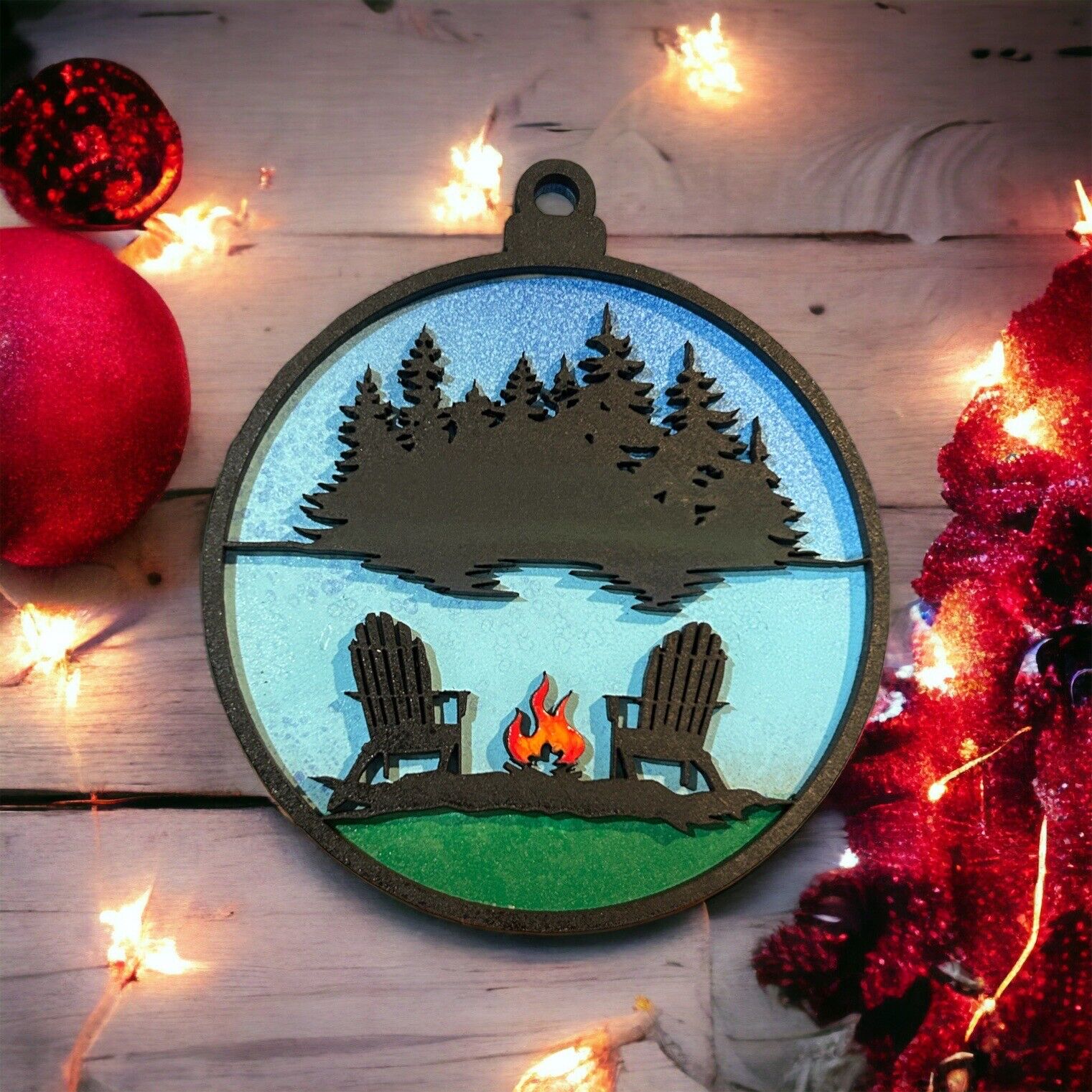 Adirondack Inspired Christmas Ornament - Laser Cut Hand Painted