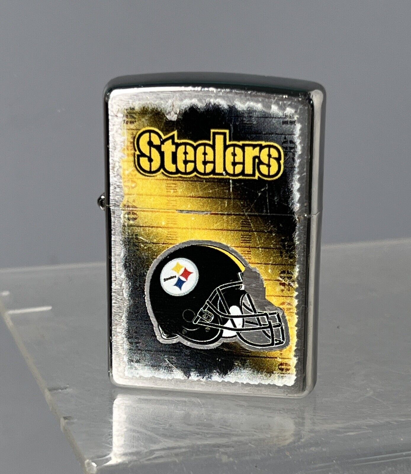 Zippo NFL Pittsburgh Steelers Retro Rigged Look Chrome Lighter 2012 Excellent