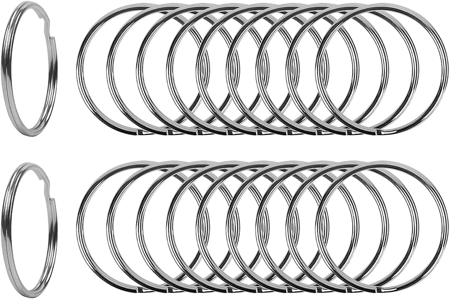 2 Inch Flat Key Rings - Large Split Key Rings - Silver Steel Round Edged Circ...
