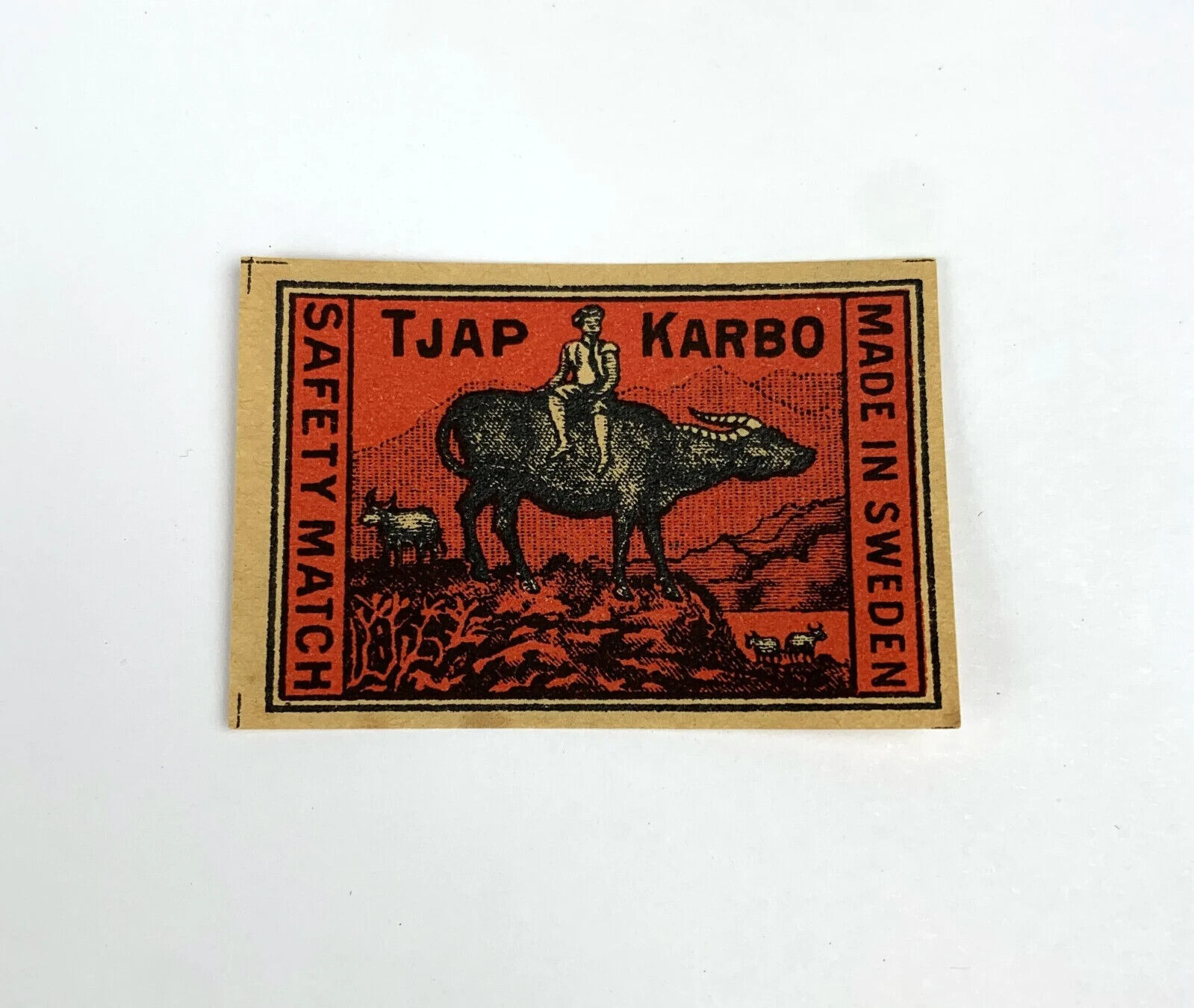 Vintage/Antique Un-Glued Swedish Sweden Matchbox Label Tjap Karbo Safety Matches