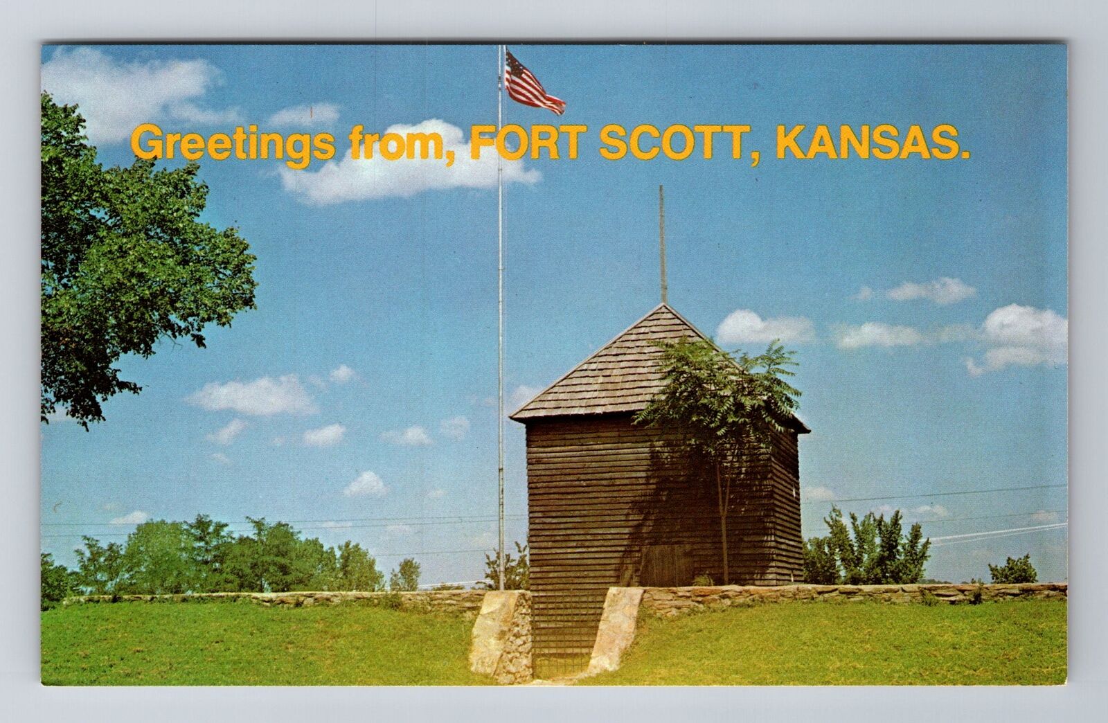 Fort Scott KS-Kansas, Original Old Block House Old Fort, Vintage Postcard