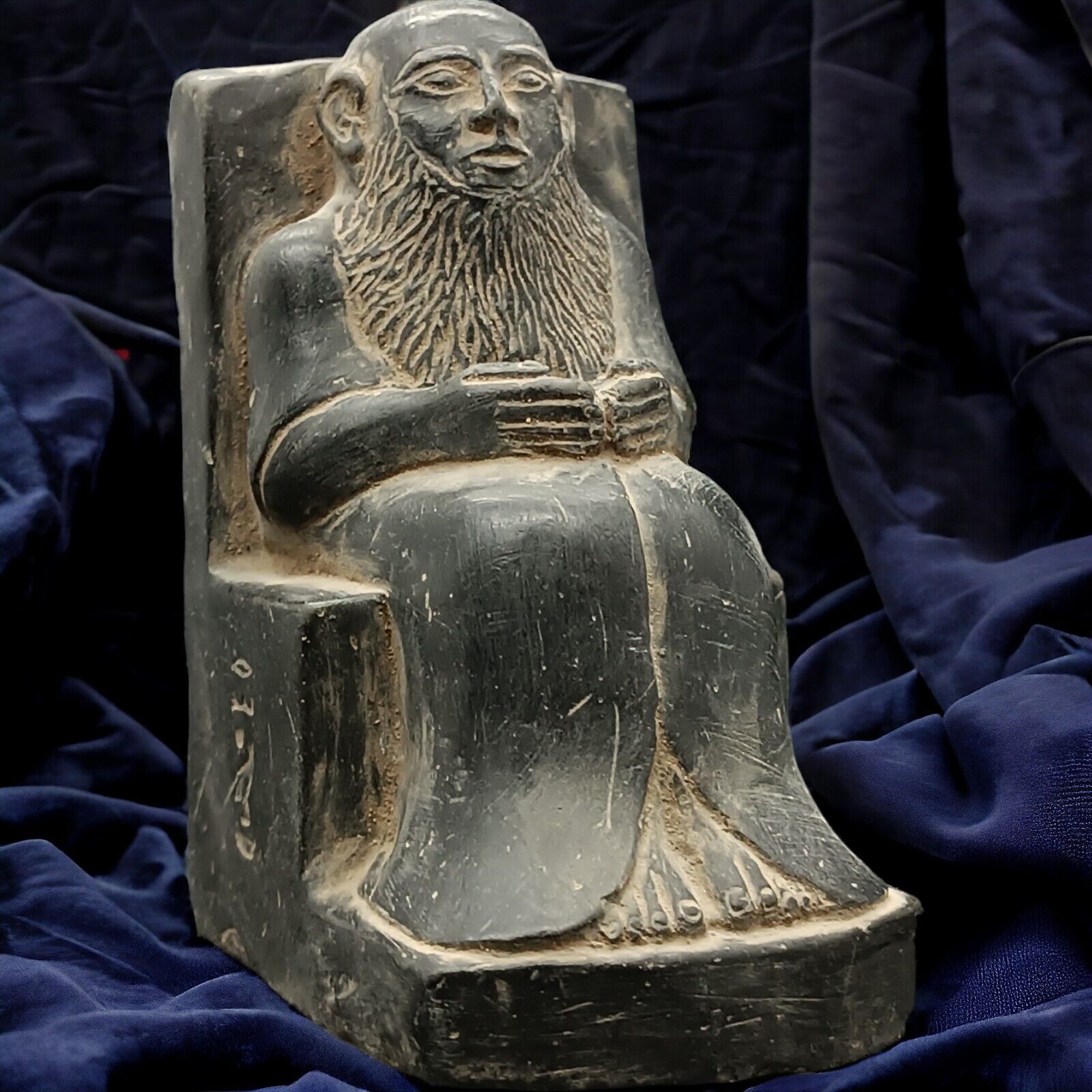 Rare Antique Ancient Egyptian Statue Priest Hori Sitting Throne - Exquisite BC