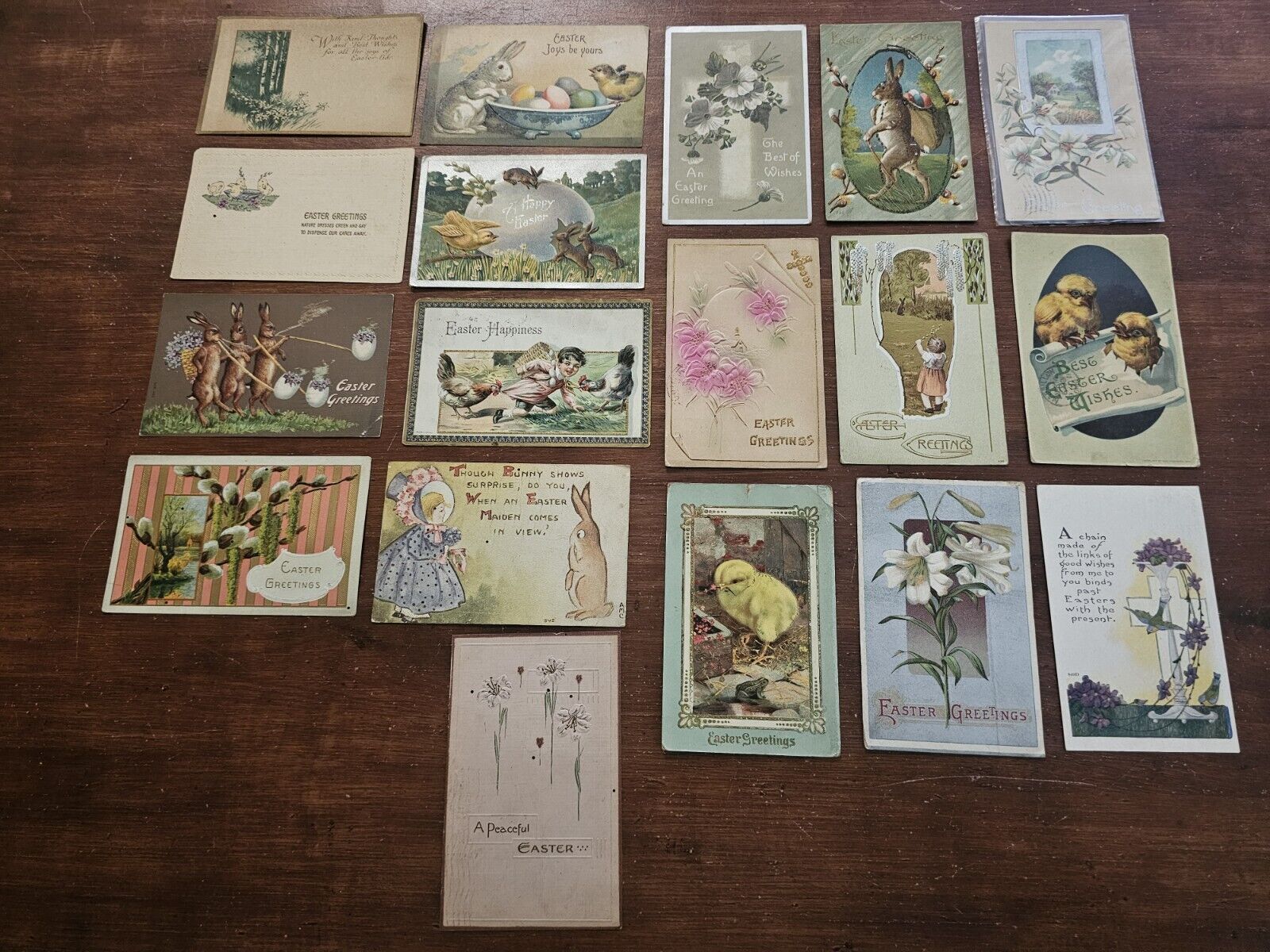 Lot of 18 Antique Easter Holiday POSTCARDS Bunny Embossed Early 1900's L2
