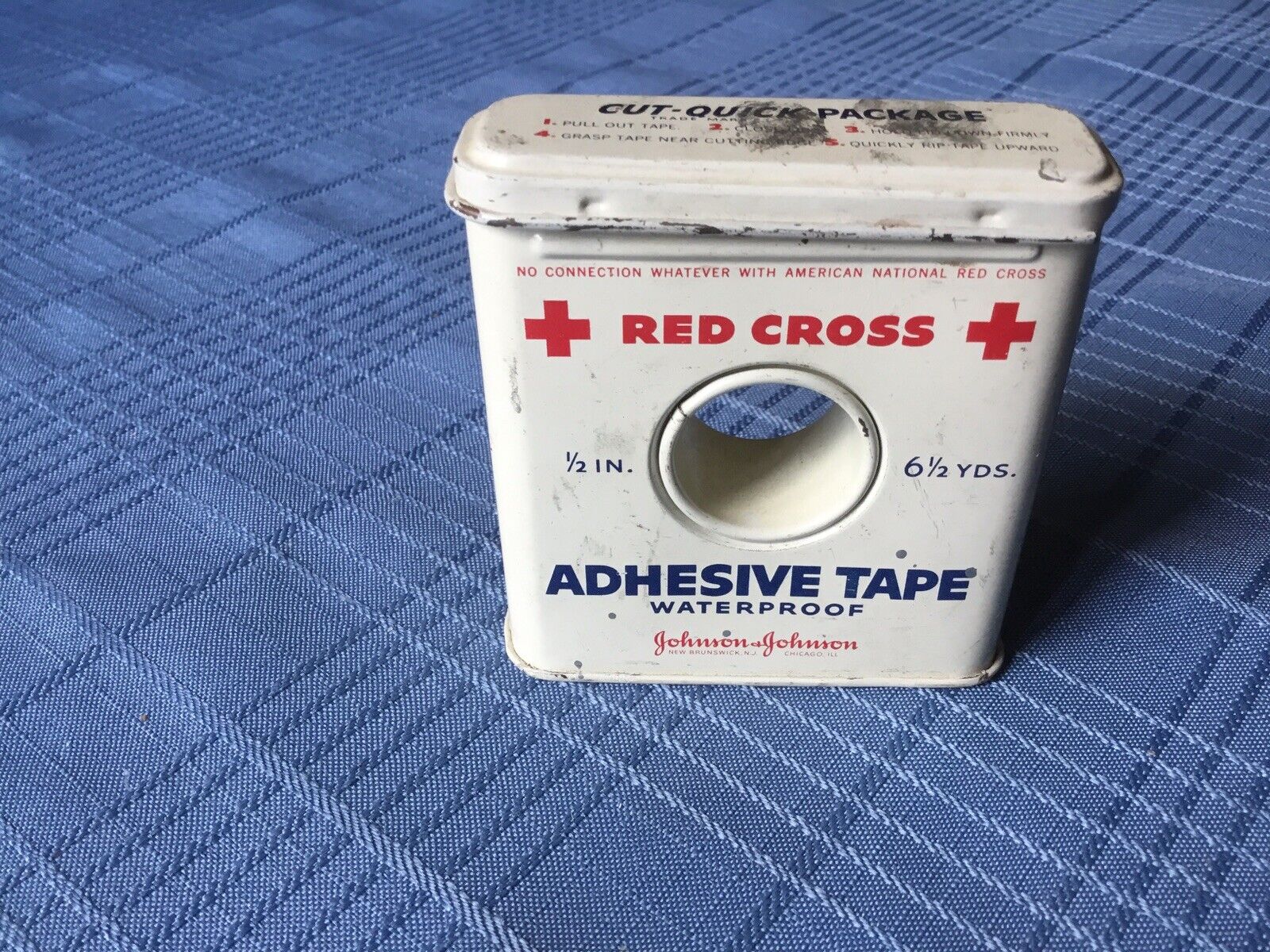 Vintage  Red Cross Adhesive Tape  First Aid Tin  Dispenser