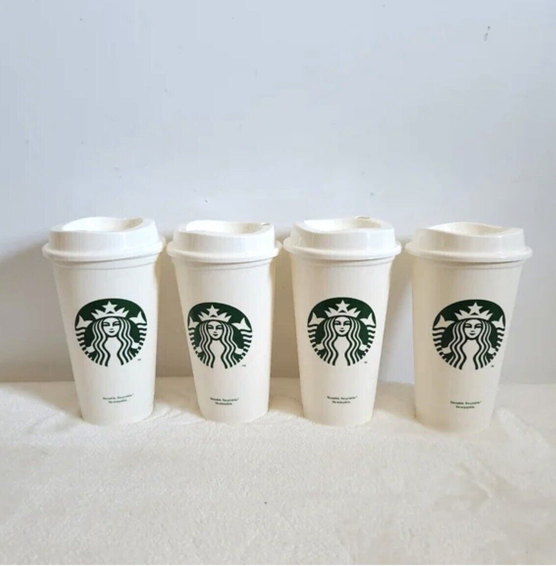 Four (4) Pack NEW Starbucks Hot 16oz Reusable Cups & Lids - Fast 