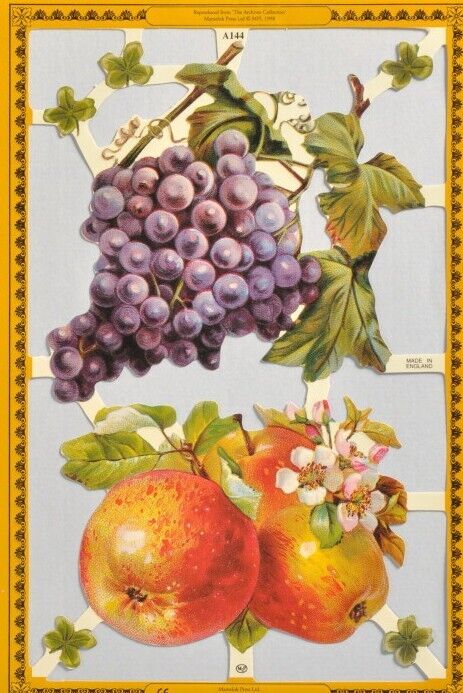 Mamelok Embossed English Vintage Style Scrap Die Cut - Colorful Fruit A144