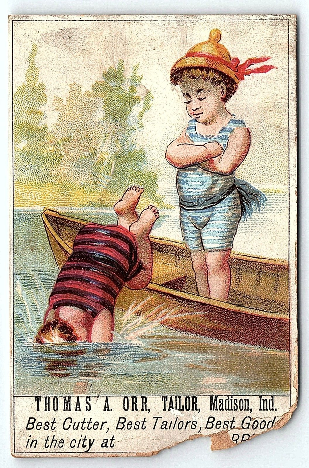 c1880 MADISON INDIANA THOMAS A ORR TAILOR CHILDREN VICTORIAN TRADE CARD Z4140