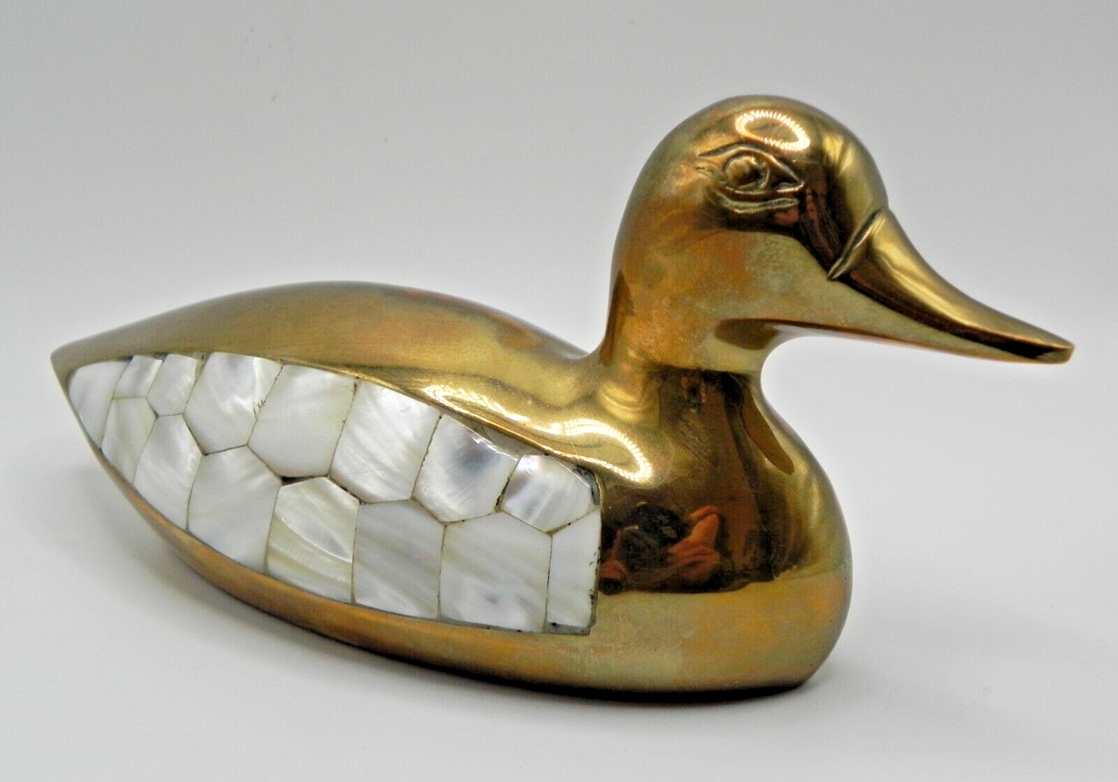 VTG Heavy Brass Duck w/ Inlay Mother of Pearl Wings.