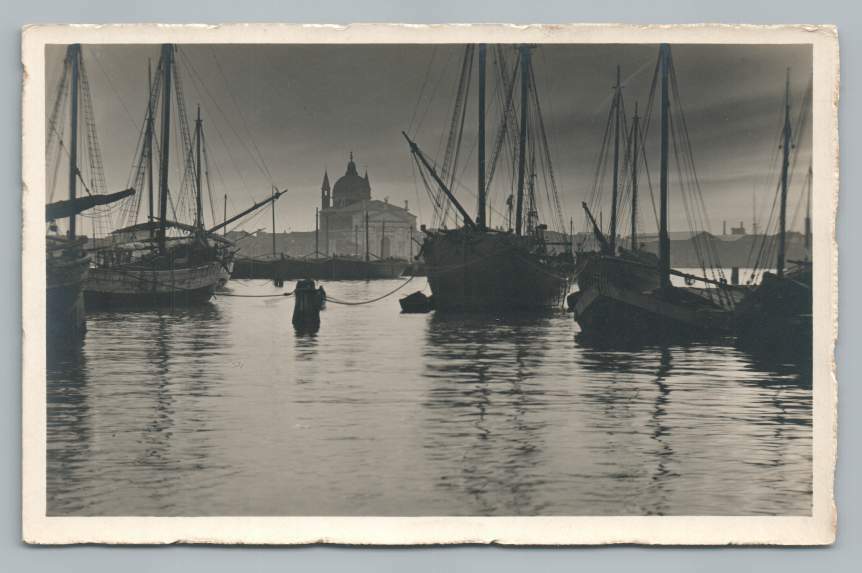 Barche all\'Ancora VENICE Italy RPPC Beautiful Antique Photo Postcard ~1920s
