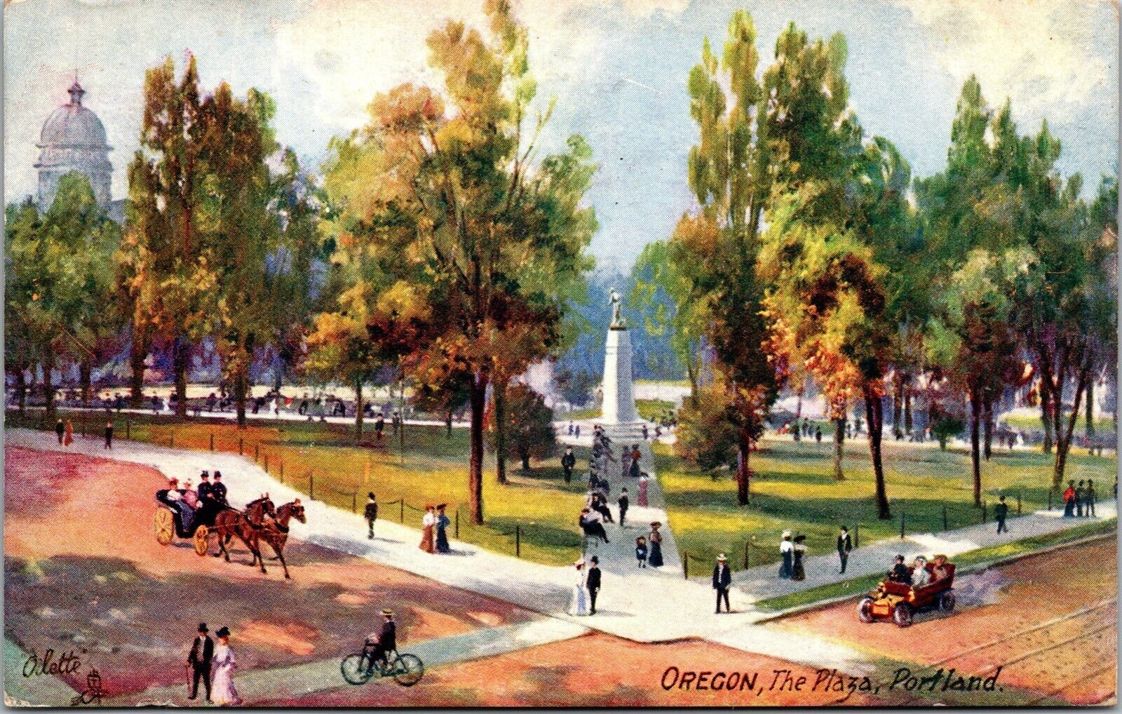 Vtg Portland Oregon The Plaza 1910s Raphael Tuck Oilette Postcard