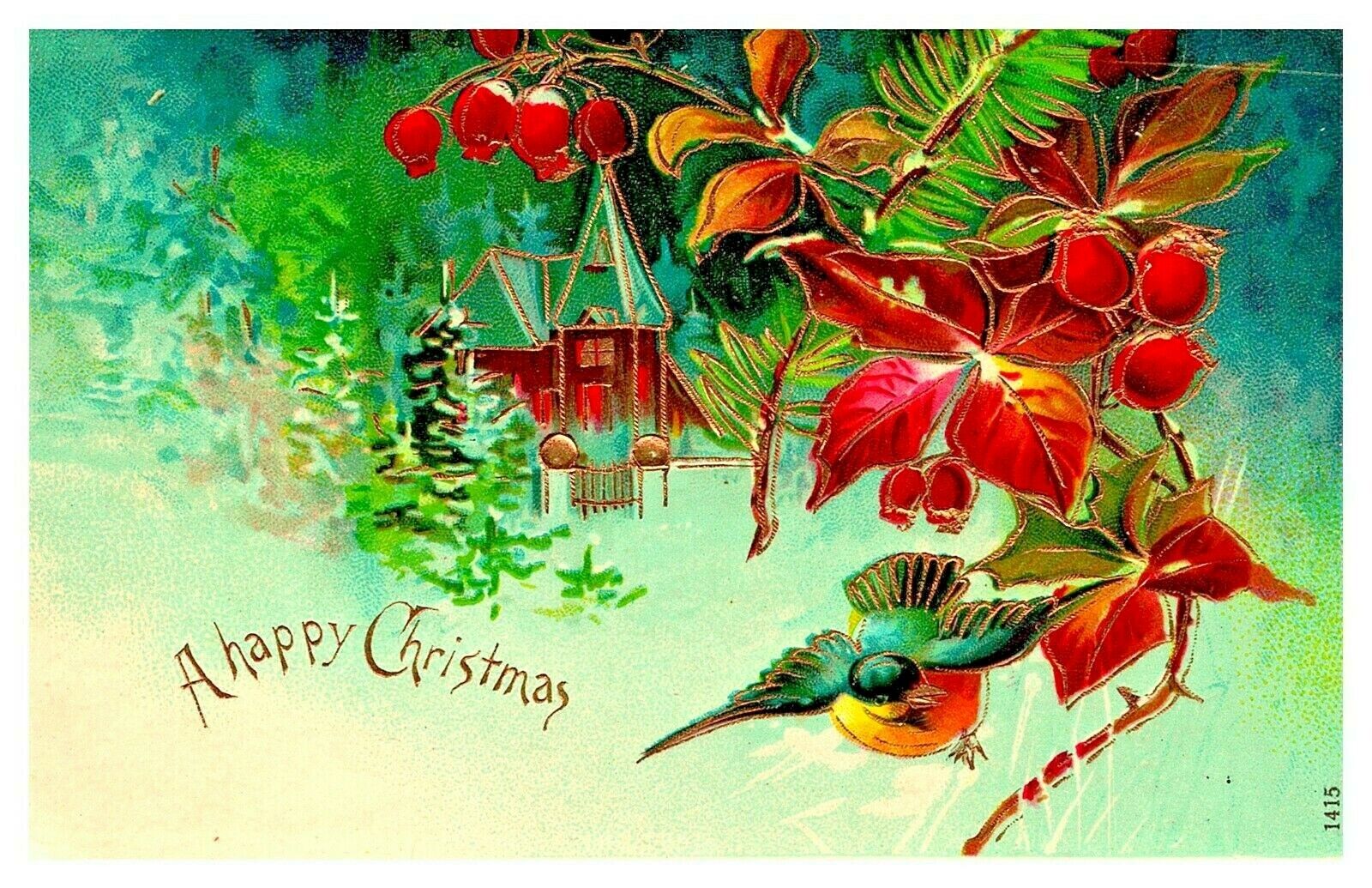 c1915 Merry Christmas Bluebird SPECIAL MESSAGE Pretty Handwriting Postcard E10