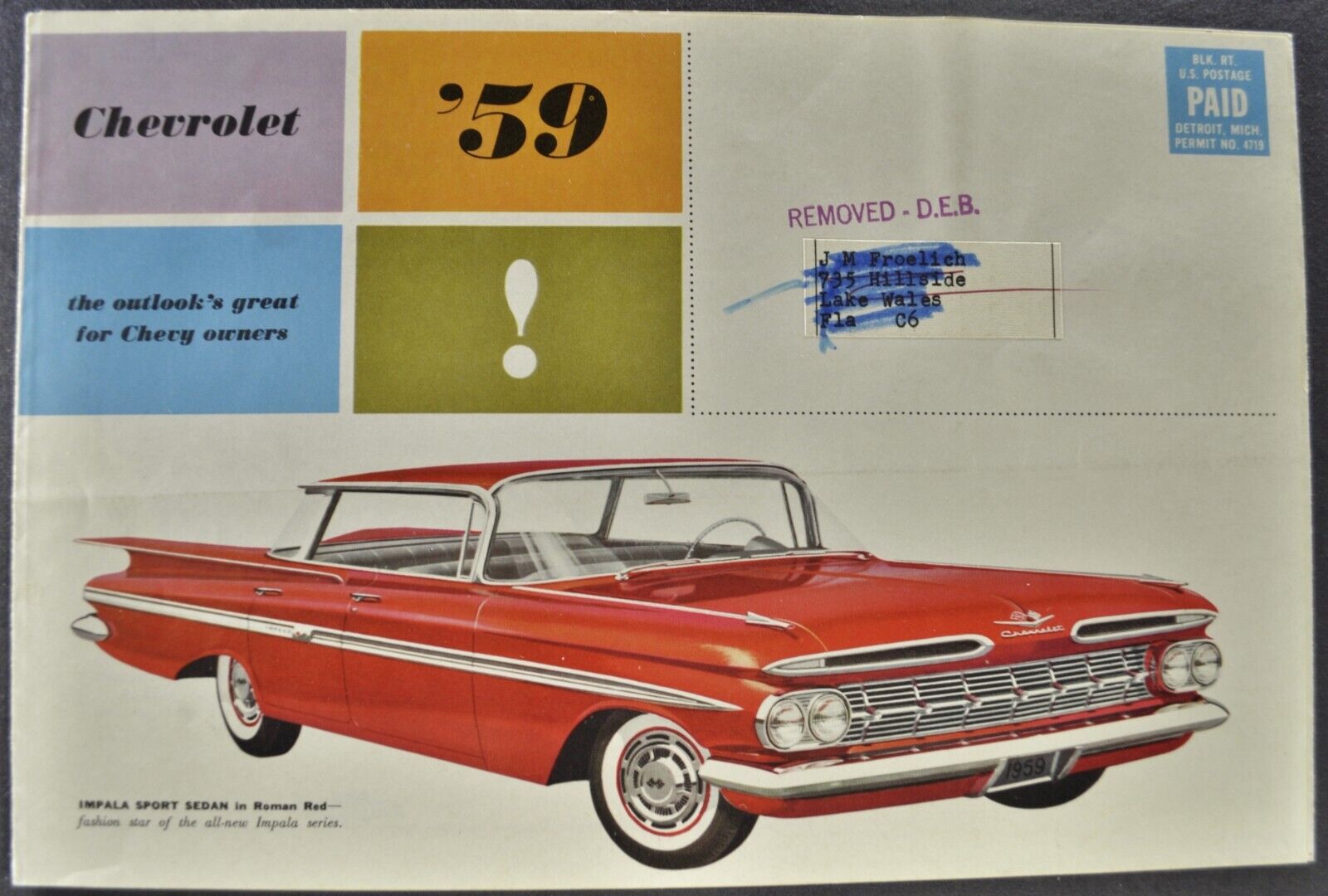 1959 Chevrolet Mailer Brochure Impala Belair Biscayne Wagon Nice Original 59