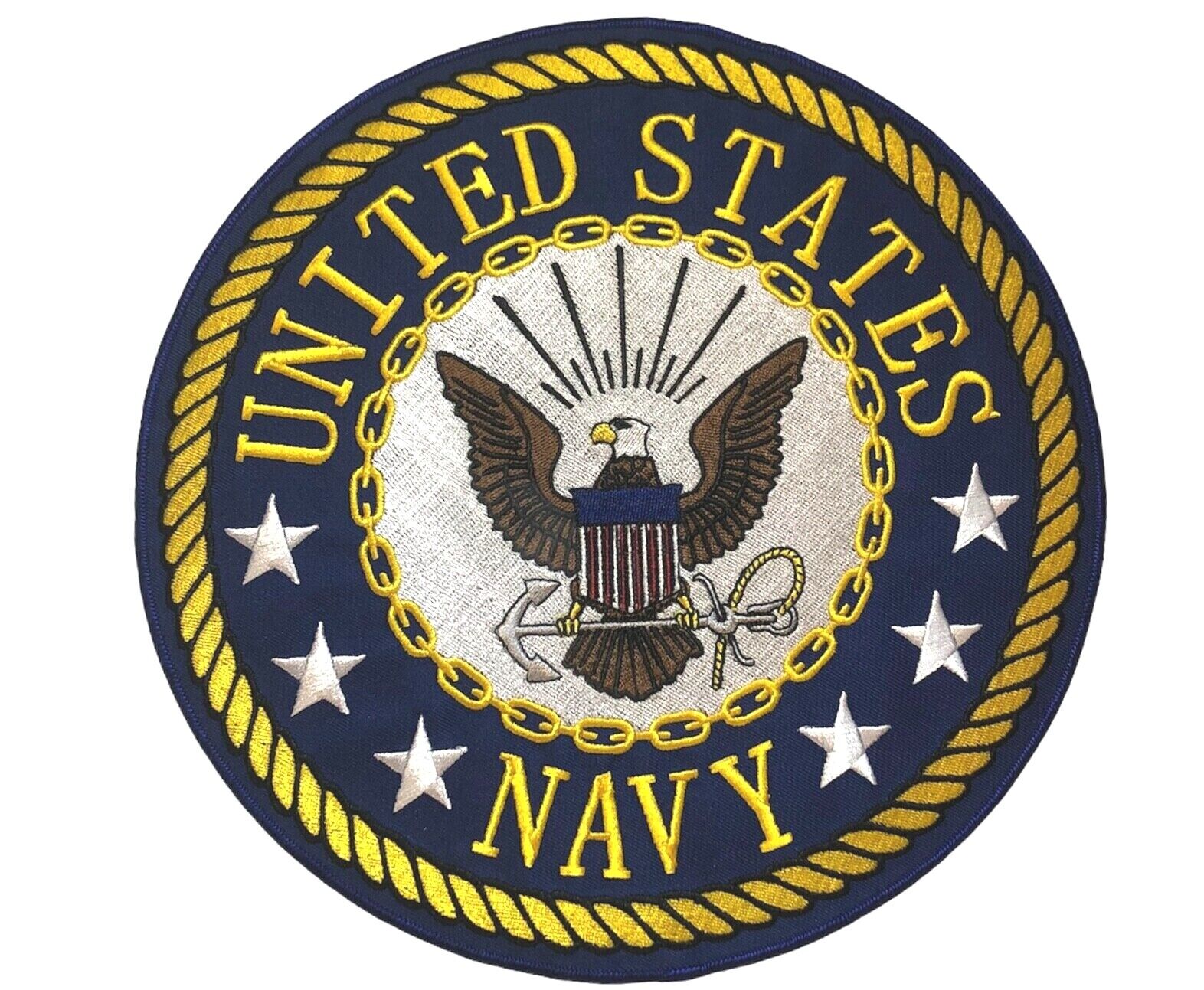 USN Licensed Navy Eagle Anchor 3 Star Large 10 inch Embroidered Patch PW LD7