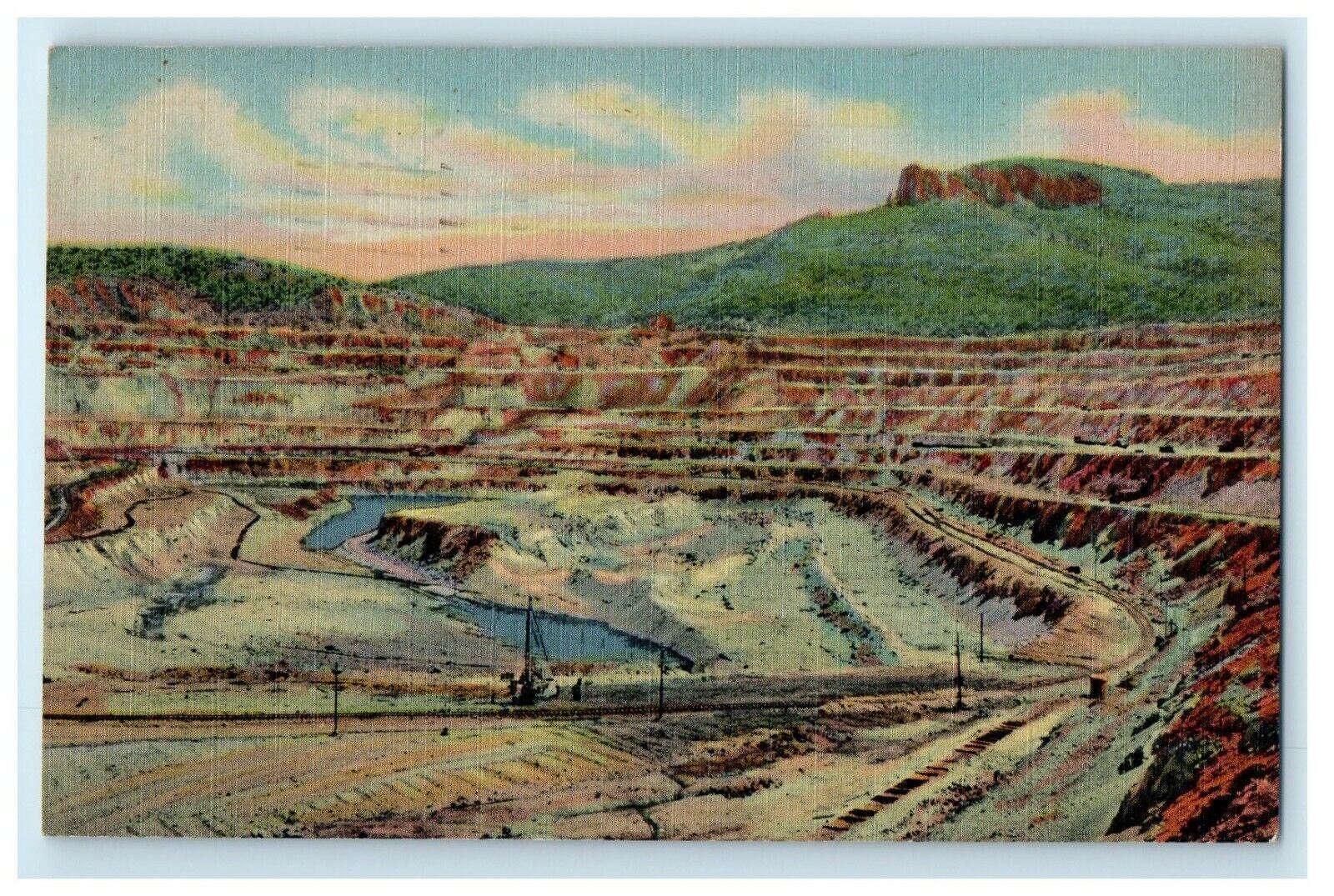 1948 The Open Pit Copper Mine Santa Rita New Mexico NM Vintage Postcard