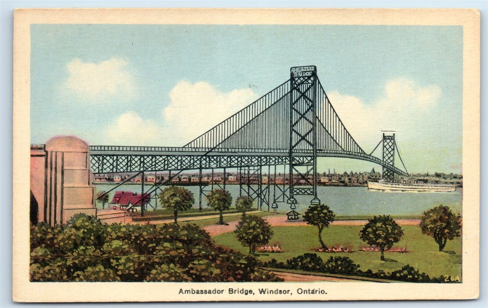 Postcard Ambassador Bridge, Windsor, Ontario I178