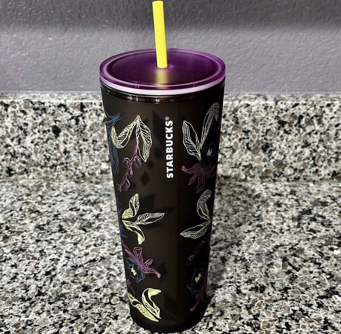 Starbucks NEW 2024 Release Winter Purple Floral 24oz Venti Tumbler Cold Cup NWT